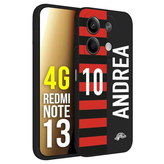 CUSTOMIZZA - Custodia cover nera morbida in tpu compatibile per Xiaomi Redmi Note 13 4G personalizzata calcio football nome e numero calciatori rossonera