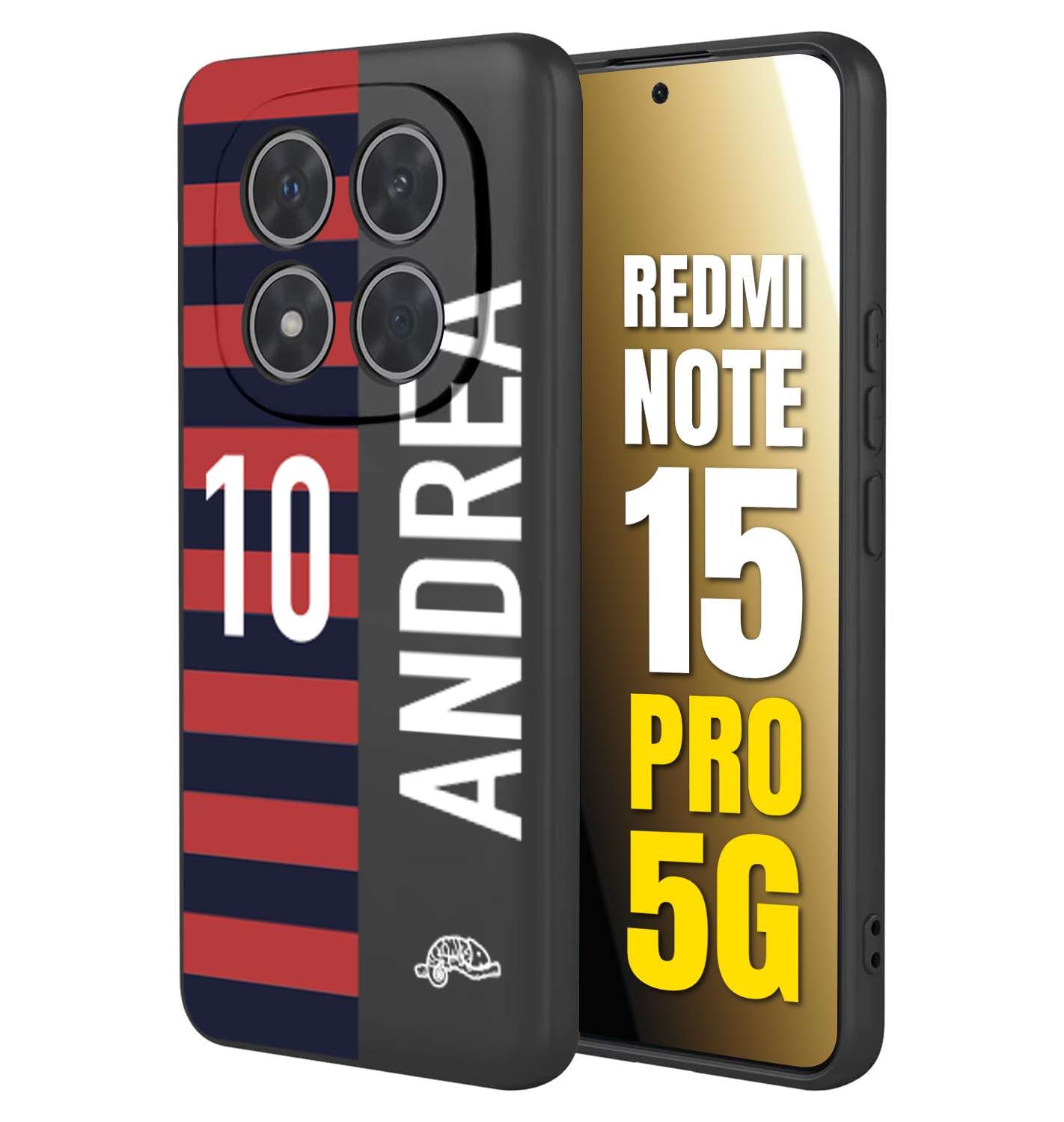 CUSTOMIZZA - Custodia cover nera morbida in tpu compatibile per Xiaomi Redmi Note 15 PRO 5G personalizzata calcio football nome e numero calciatori rossoblu