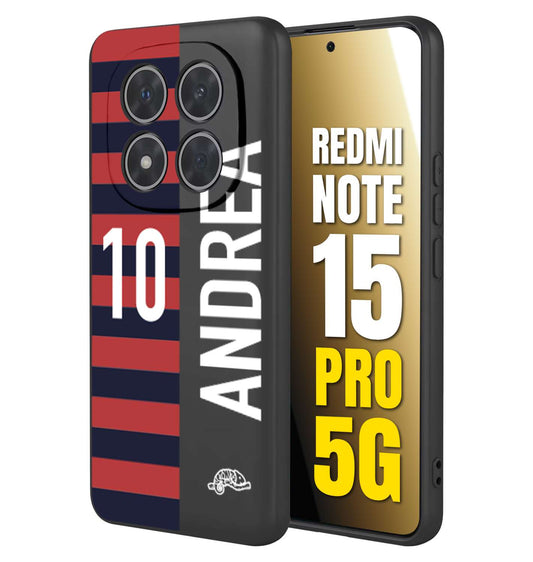 CUSTOMIZZA - Custodia cover nera morbida in tpu compatibile per Xiaomi Redmi Note 15 PRO 5G personalizzata calcio football nome e numero calciatori rossoblu