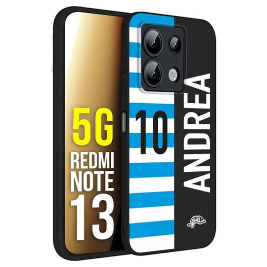 CUSTOMIZZA - Custodia cover nera morbida in tpu compatibile per Xiaomi Redmi Note 13 5G personalizzata calcio football nome e numero calciatori biancazzurri