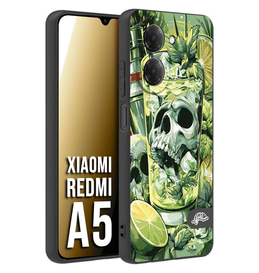 CUSTOMIZZA - Custodia cover nera morbida in tpu compatibile per Xiaomi Redmi A5 Mojito cocktail teschio illustrazione drink lime menta ghiacci tropicale street art