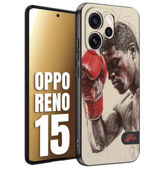 CUSTOMIZZA - Custodia cover nera morbida in tpu compatibile per Oppo Reno 15 pugilato pugili disegno tattoo guantoni boxer pesi massimi