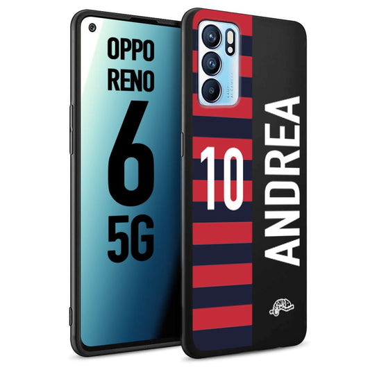 CUSTOMIZZA - Custodia cover nera morbida in tpu compatibile per Oppo Reno 6 5G personalizzata calcio football nome e numero calciatori rossoblu