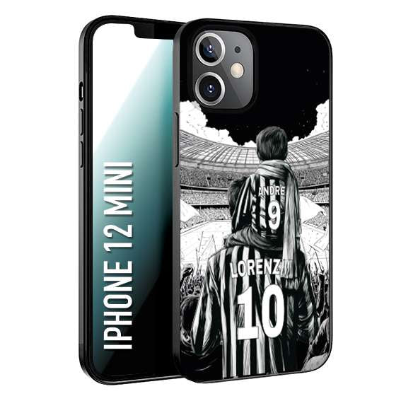 CUSTOMIZZA - Custodia cover nera morbida in tpu compatibile per iPhone 12 MINI personalizzata calcio football nome e numero calciatori bianconeri bianca e nera