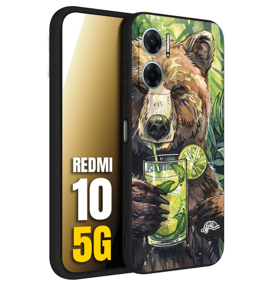CUSTOMIZZA - Custodia cover nera morbida in tpu compatibile per Xiaomi Redmi 10 5G fiori estate disegnata cocktails animali simpatici orso bear negroni