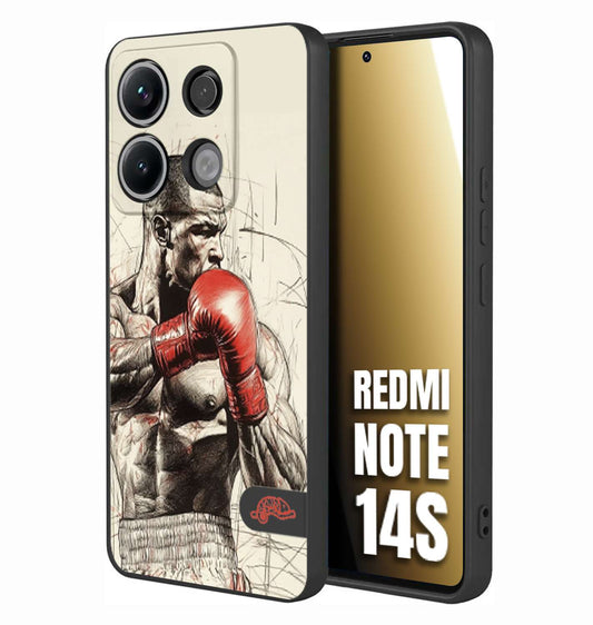 CUSTOMIZZA - Custodia cover nera morbida in tpu compatibile per Xiaomi Redmi Note 14S pugilato pugili disegno tattoo guantoni box sport ring