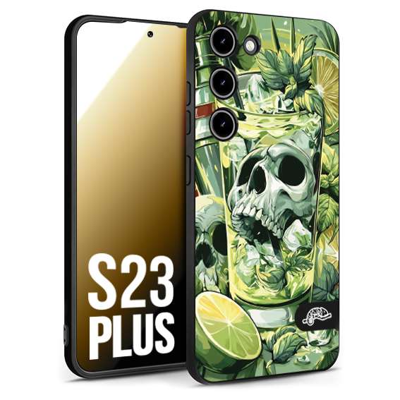 CUSTOMIZZA - Custodia cover nera morbida in tpu compatibile per Samsung S23 PLUS Mojito cocktail teschio illustrazione drink lime menta ghiacci tropicale street art