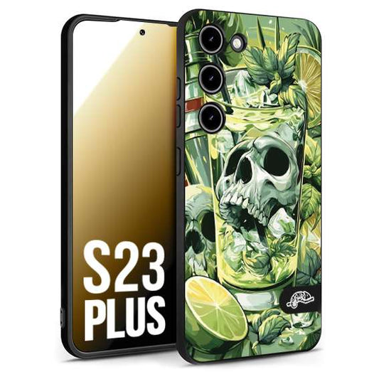 CUSTOMIZZA - Custodia cover nera morbida in tpu compatibile per Samsung S23 PLUS Mojito cocktail teschio illustrazione drink lime menta ghiacci tropicale street art