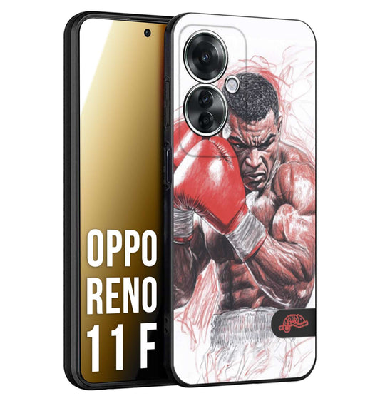 CUSTOMIZZA - Custodia cover nera morbida in tpu compatibile per Oppo Reno 11 F 5G pugilato pugili disegno tattoo guantoni boxer pesi massimi iron mike