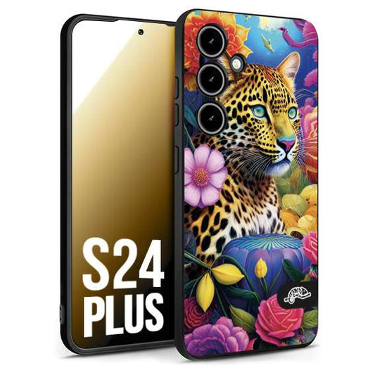 CUSTOMIZZA - Custodia cover nera morbida in tpu compatibile per Samsung S24 PLUS astratti donna flower fantasia leopardo ghepardo animali colorati