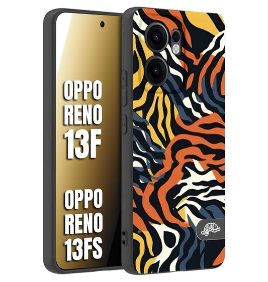 CUSTOMIZZA - Custodia cover nera morbida in tpu compatibile per Oppo Reno 13 F leopardato maculato tigrato tiger colorata gialla blu arancio