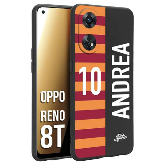 CUSTOMIZZA - Custodia cover nera morbida in tpu compatibile per Oppo Reno 8T personalizzata calcio football nome e numero calciatori giallo rossi