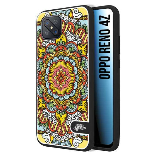 CUSTOMIZZA - Custodia cover nera morbida in tpu compatibile per Oppo Reno 4Z mandala colorato fiore nuvole arancione