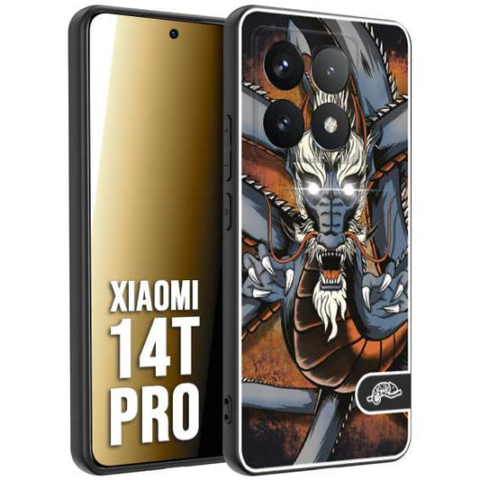 CUSTOMIZZA - Custodia cover nera morbida in tpu compatibile per Xiaomi 14T PRO drago giapponese tattoo japan dragon