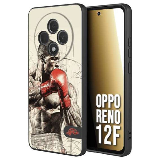 CUSTOMIZZA - Custodia cover nera morbida in tpu compatibile per Oppo Reno 12F pugilato pugili disegno tattoo guantoni box sport ring