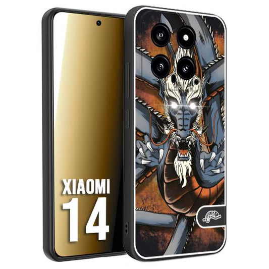 CUSTOMIZZA - Custodia cover nera morbida in tpu compatibile per Xiaomi 14 drago giapponese tattoo japan dragon