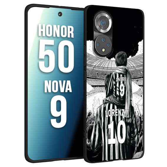 CUSTOMIZZA - Custodia cover nera morbida in tpu compatibile per Huawei Nova 9 - Honor 50 personalizzata calcio football nome e numero calciatori bianconeri bianca e nera