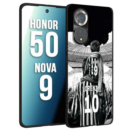 CUSTOMIZZA - Custodia cover nera morbida in tpu compatibile per Huawei Nova 9 - Honor 50 personalizzata calcio football nome e numero calciatori bianconeri bianca e nera