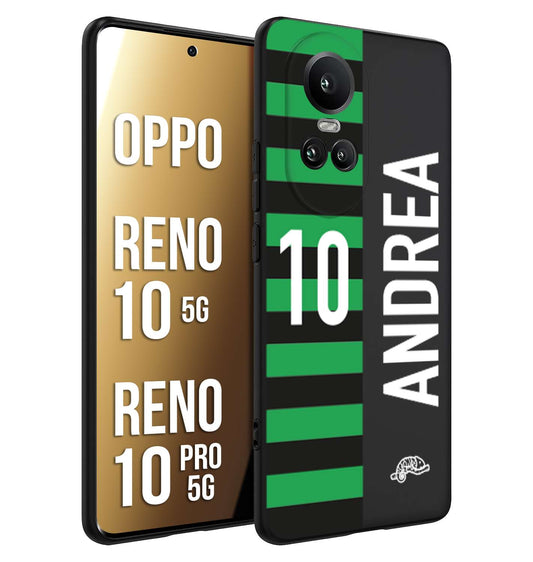 CUSTOMIZZA - Custodia cover nera morbida in tpu compatibile per Oppo Reno 10 5G - 10 PRO 5G personalizzata calcio football nome e numero calciatori neroverde