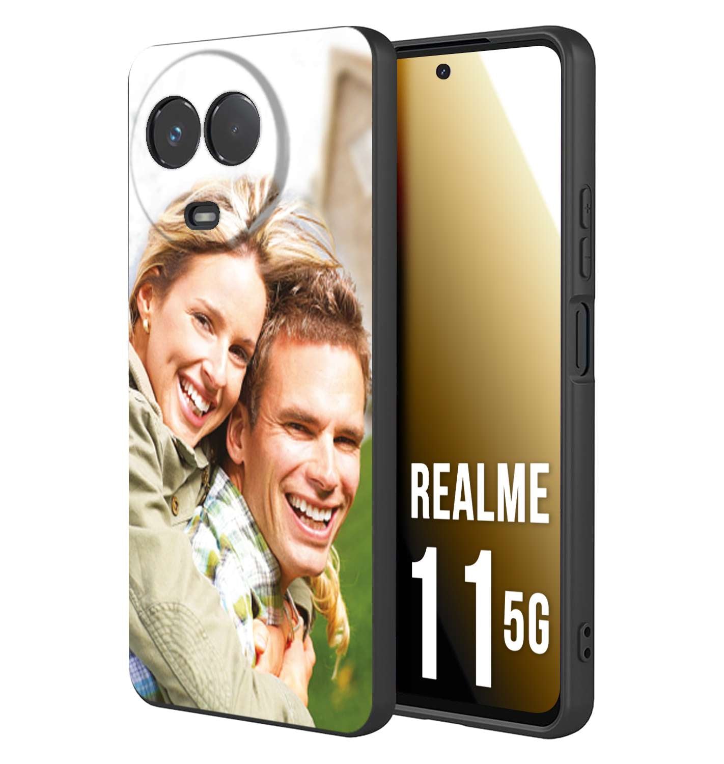 CUSTOMIZZA - Custodia cover nera morbida in tpu compatibile per Oppo Realme 11 5G personalizzata con foto immagine scritta a piacere