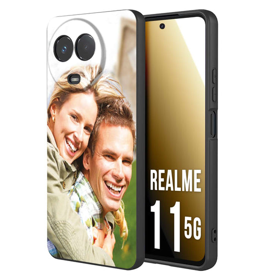 CUSTOMIZZA - Custodia cover nera morbida in tpu compatibile per Oppo Realme 11 5G personalizzata con foto immagine scritta a piacere