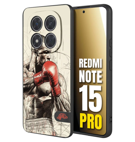 CUSTOMIZZA - Custodia cover nera morbida in tpu compatibile per Xiaomi Redmi Note 15 PRO pugilato pugili disegno tattoo guantoni box sport ring
