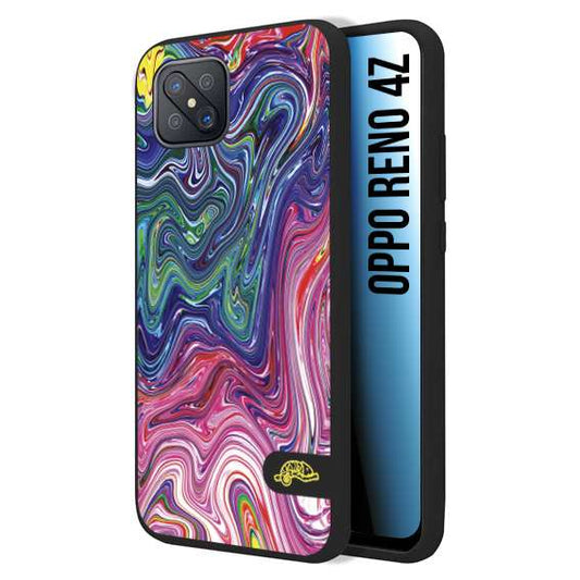 CUSTOMIZZA - Custodia cover nera morbida in tpu compatibile per Oppo Reno 4Z colorata fantasia vortice marmo arcobaleno rosa blu fucsia