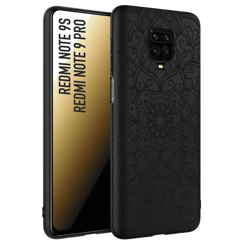 CUSTOMIZZA - Custodia cover nera morbida in tpu compatibile per Xiaomi Redmi Note 9S - Note 9 PRO mandala nero fiore vedo non vedo donna