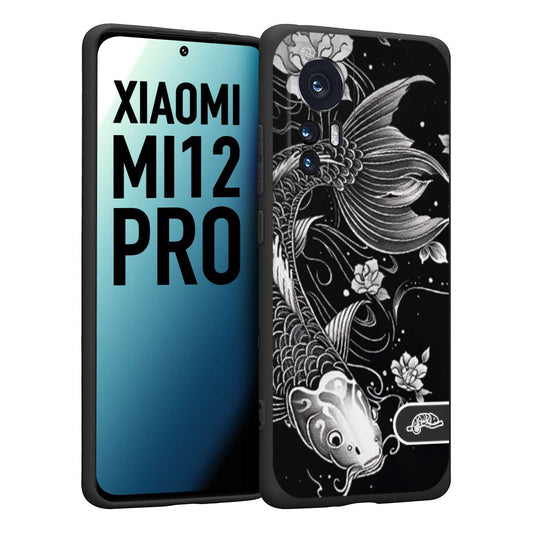 CUSTOMIZZA - Custodia cover nera morbida in tpu compatibile per Xiaomi 13T - 13T PRO carpa koi black and white bianco a rilievo disegnato tattoo tatuaggio