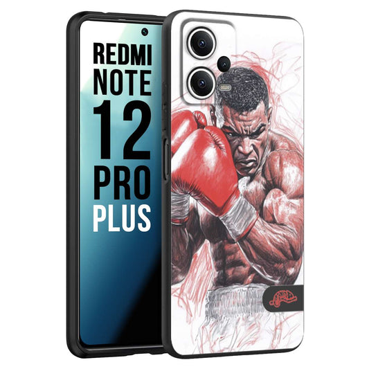 CUSTOMIZZA - Custodia cover nera morbida in tpu compatibile per Xiaomi Redmi Note 12 PRO PLUS pugilato pugili disegno tattoo guantoni boxer pesi massimi iron mike