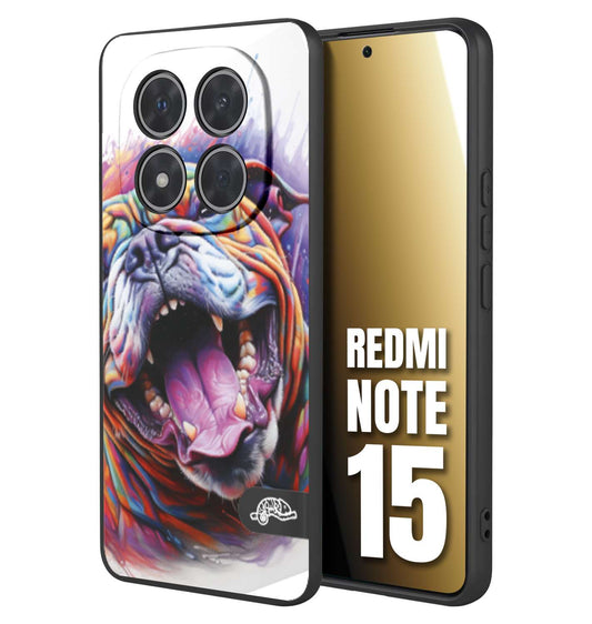 CUSTOMIZZA - Custodia cover nera morbida in tpu compatibile per Xiaomi Redmi Note 15 animali color bulldog cane dog colori vibranti disegnato schizzo