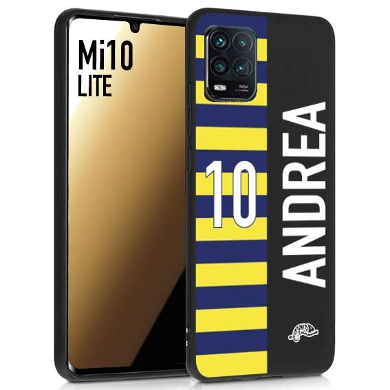 CUSTOMIZZA - Custodia cover nera morbida in tpu compatibile per Xiaomi Mi 10 LITE personalizzata calcio football nome e numero calciatori giallo blu