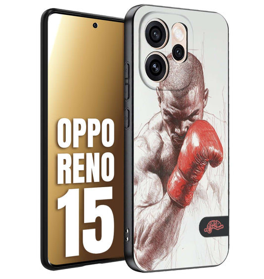 CUSTOMIZZA - Custodia cover nera morbida in tpu compatibile per Oppo Reno 15 pugilato pugili disegno tattoo guantoni box sport primo piano