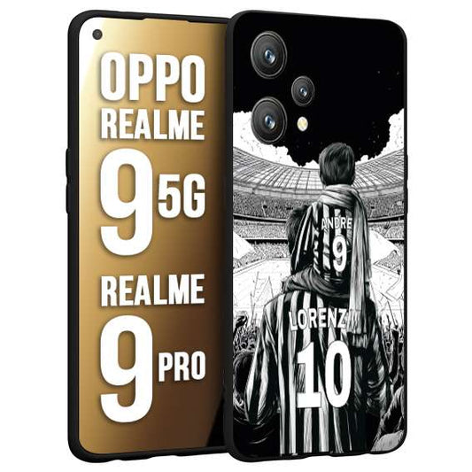 CUSTOMIZZA - Custodia cover nera morbida in tpu compatibile per Realme 9 5G - 9 PRO personalizzata calcio football nome e numero calciatori bianconeri bianca e nera