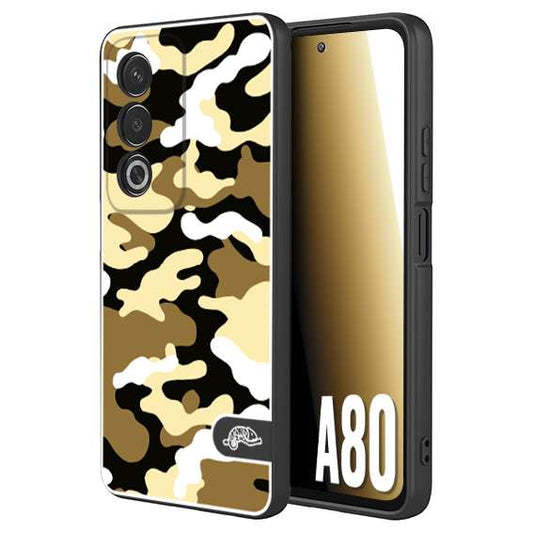 CUSTOMIZZA - Custodia cover nera morbida in tpu compatibile per Oppo A80 camouflage mimetico militare giallo desert brown