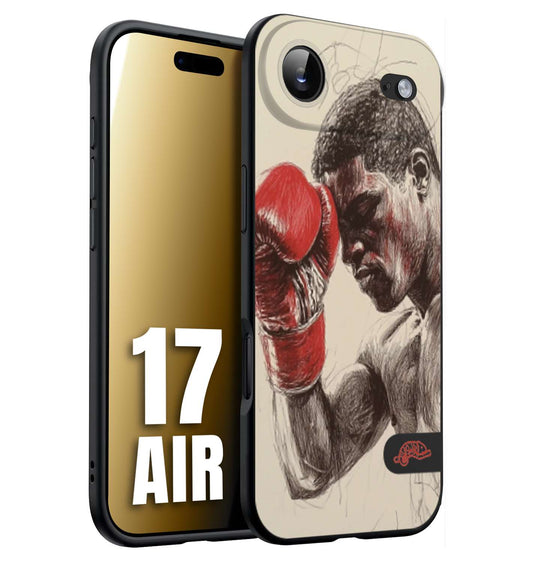 CUSTOMIZZA - Custodia cover nera morbida in tpu compatibile per iPhone 17 AIR pugilato pugili disegno tattoo guantoni boxer pesi massimi