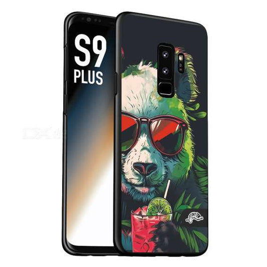 CUSTOMIZZA - Custodia cover nera morbida in tpu compatibile per Samsung S9 PLUS estate disegnata cocktails animali simpatici panda mojito