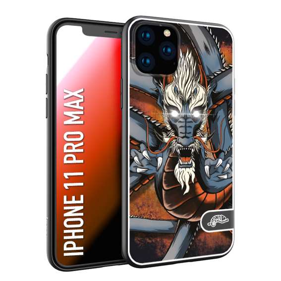 CUSTOMIZZA - Custodia cover nera morbida in tpu compatibile per iPhone 11 PRO MAX drago giapponese tattoo japan dragon