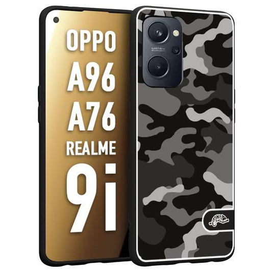 CUSTOMIZZA - Custodia cover nera morbida in tpu compatibile per Realme 9i - A96 - A76 camouflage mimetico militare nero black grigio