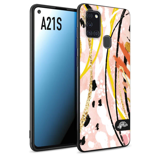 CUSTOMIZZA - Custodia cover nera morbida in tpu compatibile per Samsung A21S fiori astratti donna zebrato leopardato fantasia dorata gialla rosa colorata