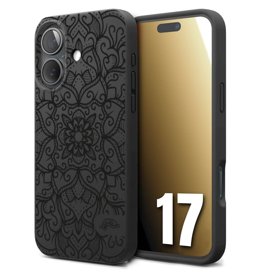 CUSTOMIZZA - Custodia cover nera morbida in tpu compatibile per iPhone 17 mandala nero fiore vedo non vedo donna