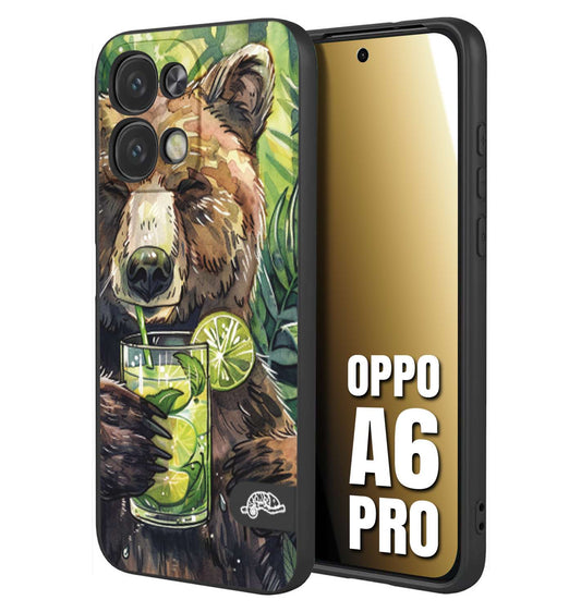 CUSTOMIZZA - Custodia cover nera morbida in tpu compatibile per Oppo A6 PRO fiori estate disegnata cocktails animali simpatici orso bear negroni