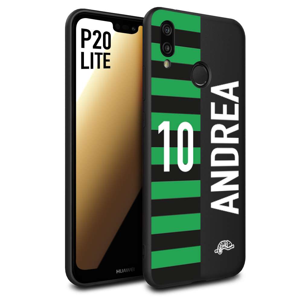 CUSTOMIZZA - Custodia cover nera morbida in tpu compatibile per Huawei P20 LITE personalizzata calcio football nome e numero calciatori neroverde