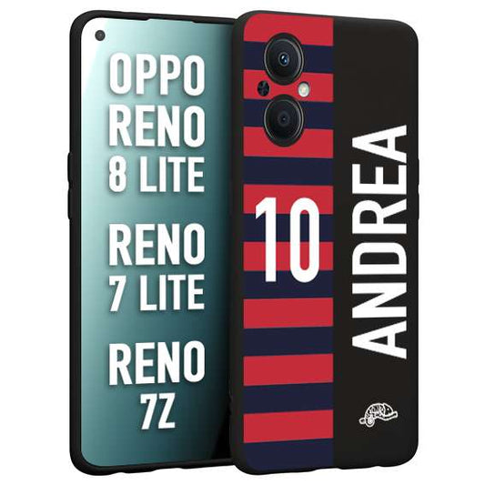 CUSTOMIZZA - Custodia cover nera morbida in tpu compatibile per Oppo Reno 7 Lite - 8 Lite - 7Z personalizzata calcio football nome e numero calciatori rossoblu