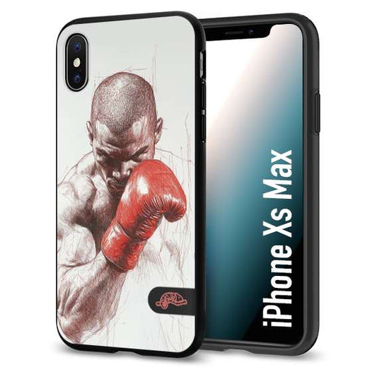 CUSTOMIZZA - Custodia cover nera morbida in tpu compatibile per iPhone Xs Max pugilato pugili disegno tattoo guantoni box sport primo piano