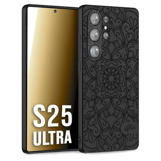 CUSTOMIZZA - Custodia cover nera morbida in tpu compatibile per Samsung S25 ULTRA mandala nero fiore vedo non vedo donna