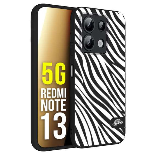 CUSTOMIZZA - Custodia cover nera morbida in tpu compatibile per Xiaomi Redmi Note 13 5G zebrata maculata a rilievo soft touch donna bianca