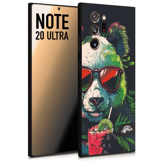 CUSTOMIZZA - Custodia cover nera morbida in tpu compatibile per Samsung NOTE 20 ULTRA estate disegnata cocktails animali simpatici panda mojito