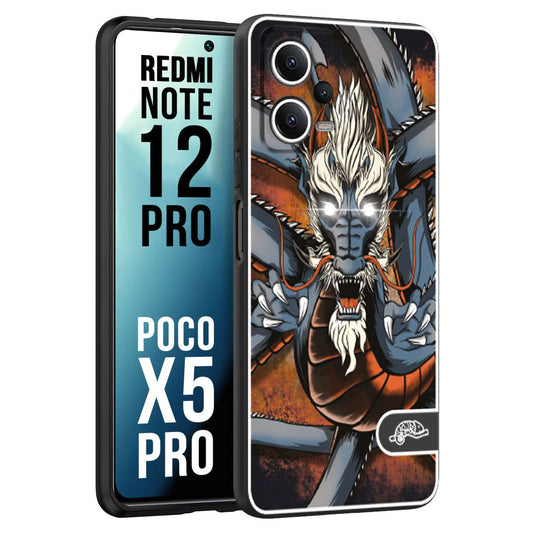 CUSTOMIZZA - Custodia cover nera morbida in tpu compatibile per Xiaomi Redmi Note 12 PRO - POCO X5 PRO drago giapponese tattoo japan dragon