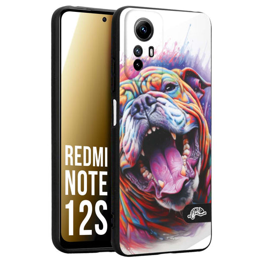 CUSTOMIZZA - Custodia cover nera morbida in tpu compatibile per Xiaomi Redmi Note 12S animali color bulldog cane dog colori vibranti disegnato schizzo